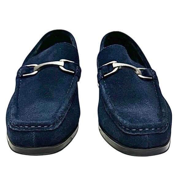 Stacy Adams Mens Newcomb Moc Toe Bit Loafer Blue Suede 7.5 M Pre-Owned - Picture 9 of 11